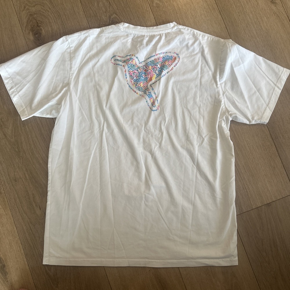 Birddogs Shirt Mens Large White Colorful Logo Back Graphic Tee Tagless Casual